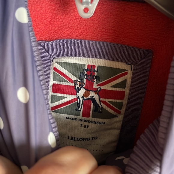 Mini Boden girls 7-8y puffer jacket/vest purple polka dot - Picture 6 of 13